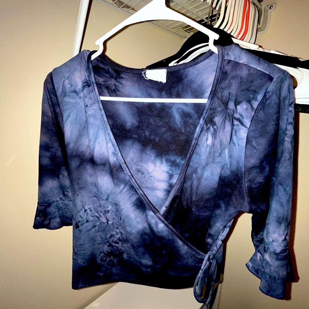 Caution to the Wind Cropped Tie Wrap Top
